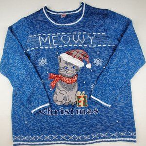 Holiday Time "Meowy Christmas" Women's Holiday Sweater Size 2X